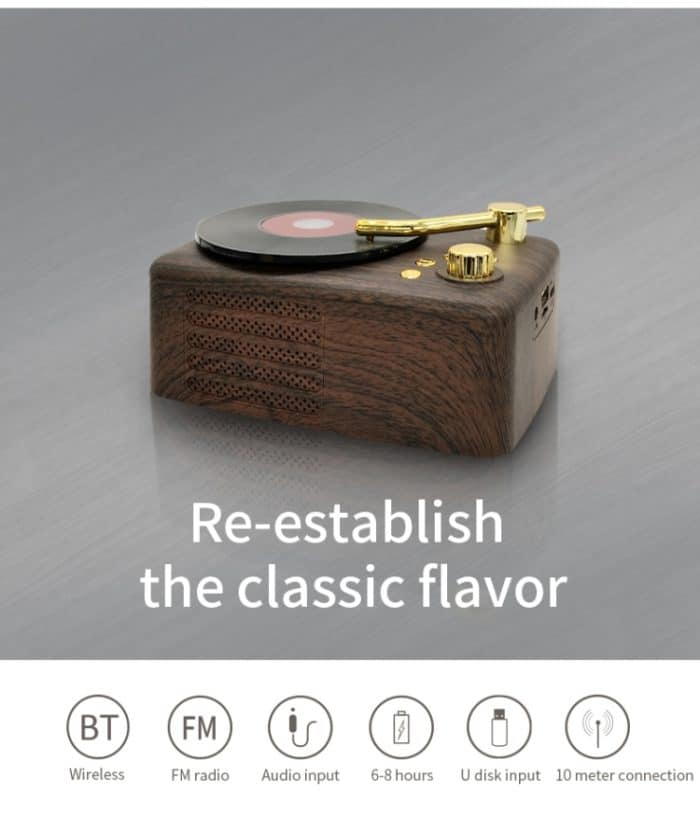 Bluetooth-Lautsprecher im Retro-Stil, integrierte hochempfindliche FM-Empfangsantenne, Langzeitreise – Bild 4