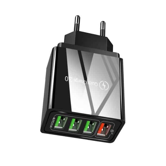 30 W QC 3.0 USB + 3 USB 2.0-Anschlüsse für Mobiltelefone, Tablets, PCs, universelles Schnellladegerät, Reiseladegerät, EU-Stecker, EU Plug – Bild 2