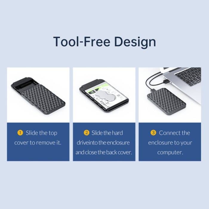 ORICO 2520U3 2,5-Zoll-tragbares Festplattengehäuse, White, Black – Bild 11