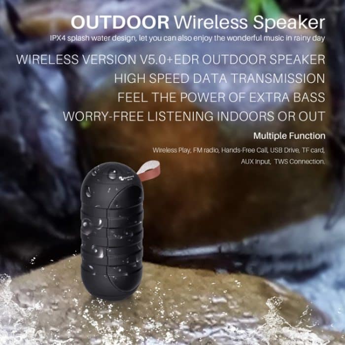 NewRixing NR106 Mini tragbarer kabelloser Bluetooth-Lautsprecher, Stereo-Subwoofer, integriertes Mikrofon, unterstützt Freisprechen, TF-Karte und FM, without LED Flashlight – Bild 4