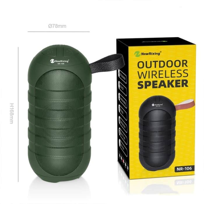 NewRixing NR106 Mini tragbarer kabelloser Bluetooth-Lautsprecher, Stereo-Subwoofer, integriertes Mikrofon, unterstützt Freisprechen, TF-Karte und FM, without LED Flashlight – Bild 6