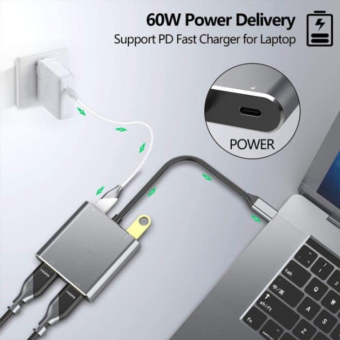 ZS-SG4T1HD2 4-in-1 Typ-C auf Dual HDMI + USB 3.0-Anschluss + Typ-C PD-Ladeanschluss Multifunktionaler HD-Dock-Adapter – Bild 3