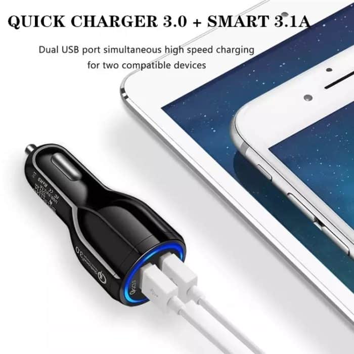 Qc3.0 Dual-USB-Autoladegerät + 8-poliges Schnellladekabel-Autoladeset, 8 Pin (Black), 8 Pin (White) – Bild 6