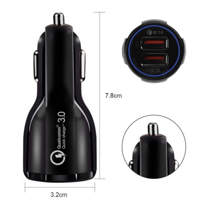 Qc3.0 Dual-USB-Autoladegerät + 8-poliges Schnellladekabel-Autoladeset, 8 Pin (Black), 8 Pin (White) – Bild 7