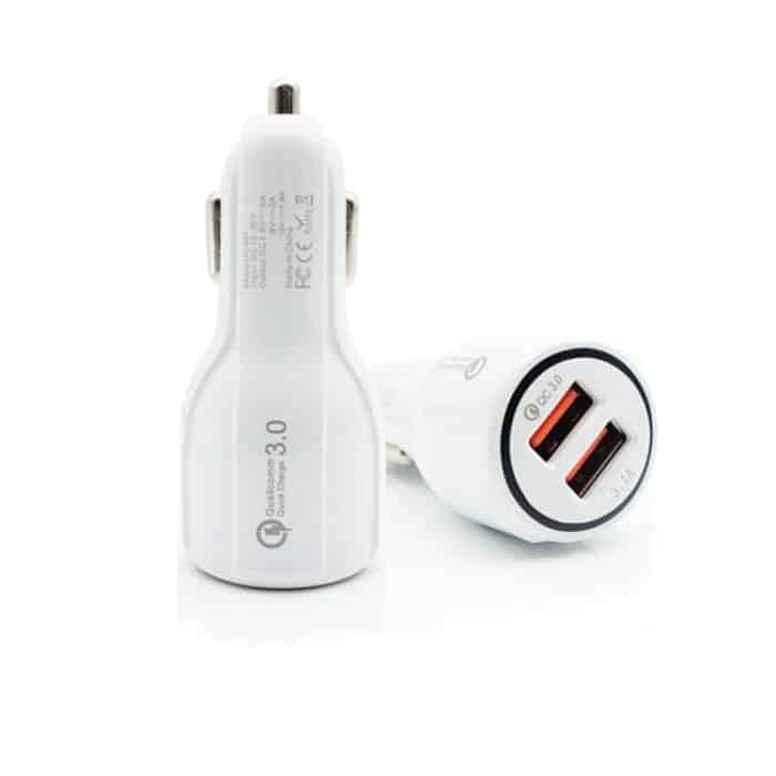 Qc3.0 Dual-USB-Autoladegerät + Micro-USB-Schnellladekabel-Autoladeset, Micro USB (White), Micro USB (Black) – Bild 3