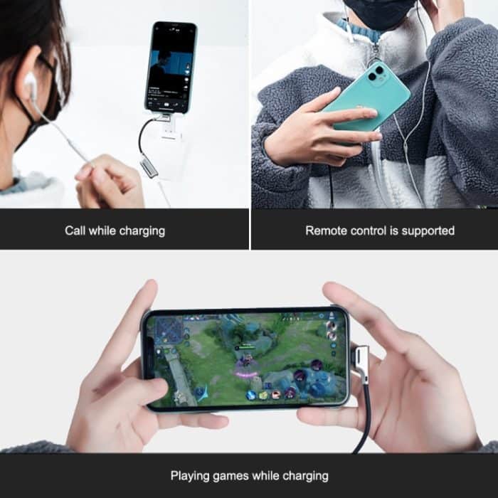 ENKAY ENK-AT103 8 Pin auf 3,5 mm Audio & 8 Pin Ladeschnittstellen Konverter Zinklegierungsadapter, 3.5mm Audio ＆ 8 Pin Charging – Bild 5