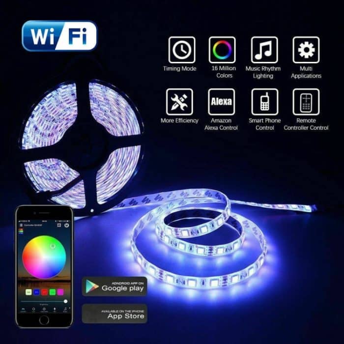 5m 5050 RGB LED-Streifen Light Wifi Smart Home Power Kit Set (nicht wasserdicht) – Bild 2