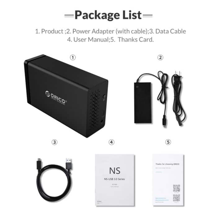 ORICO NS200RU3 2 Bay USB3.0-Festplattengehäuse mit RAID – Bild 3