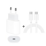 2 in 1 PD 20W Einzel-USB-C / Typ-C-Anschluss-Reiseladegerät + 3A PD3.0 USB-C / Typ-C zu USB-C / Typ-C-Schnellladedatenkabelsatz, Kabellänge: 2 m, EU-Stecker