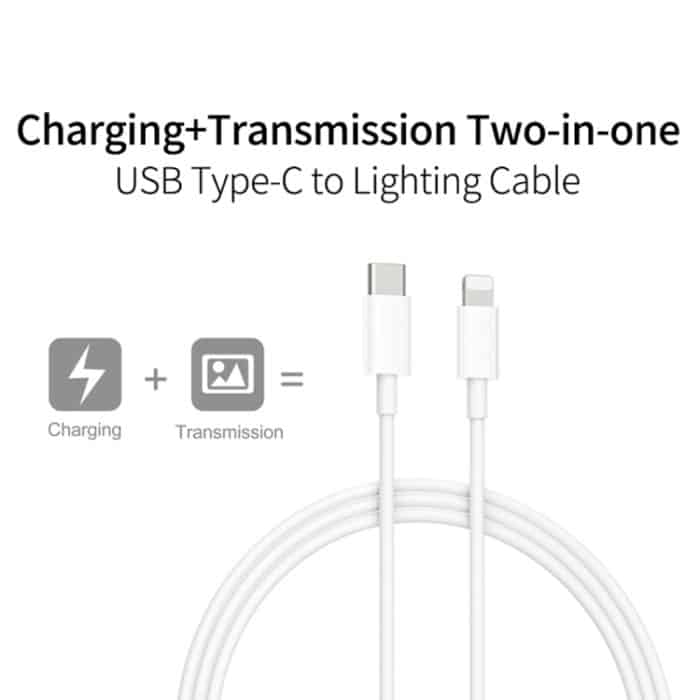 2 in 1 PD 20W Einzel-USB-C / Typ-C-Anschluss-Reiseladegerät + 3A PD3.0 USB-C / Typ-C bis 8-poliger Schnelllade-Datenkabelsatz, Kabellänge: 1 m, EU-Stecker – Bild 7