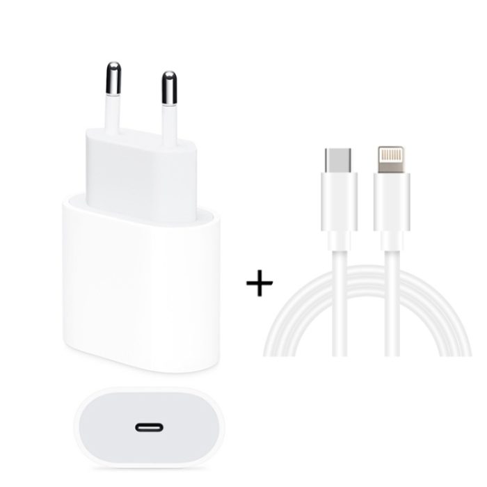SYA0012924.jpg 2 in 1 PD 20W Single USB-C / Typ-C-Anschluss-Travel-Ladegerät + 3A PD3.0 USB-C / Typ-C bis 8-Pin-Schnellladungsdatenkabelsatz, Kabellänge: 2M, EU-Stecker – Bild 1
