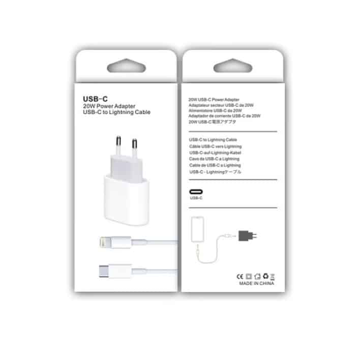 2 in 1 PD 20W Single USB-C / Typ-C-Anschluss-Travel-Ladegerät + 3A PD3.0 USB-C / Typ-C bis 8-Pin-Schnellladungsdatenkabelsatz, Kabellänge: 2M, EU-Stecker – Bild 12