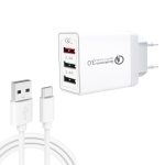 SDC-30W 2 in 1 USB-zu-USB-C / Typ-C-Datenkabel + 30W QC 3.0 USB + 2.4A Dual USB 2.0-Anschlüsse Handy-Tablet-PC Universal-Schnellladegerät Reiseladegerät, EU-Stecker