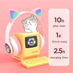 TN-28 3,5 mm Bluetooth 5.0 Dual-Verbindung RGB Cat Ear Bass Stereo Noise-Cancelling-Kopfhörer unterstützen TF-Karte mit Mikrofon – Bild 7