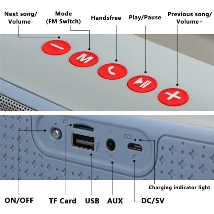 T&G TG271 TWS Subwoofer Bluetooth-Lautsprecher mit geflochtenem Seil, unterstützt USB/AUX/TF-Karte/FM – Bild 2