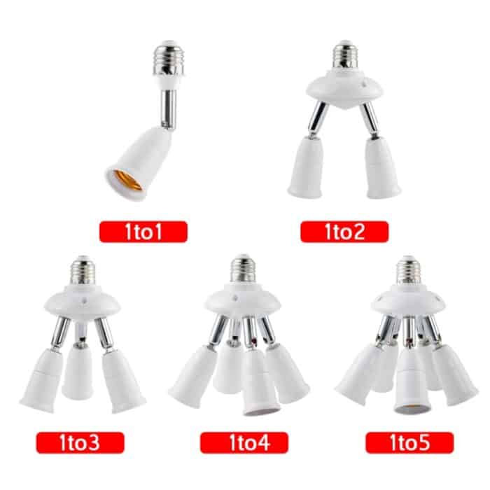 E27 auf E27 Splitter, verstellbarer LED-Glühbirnenhalter, Adapter, Konverter, Sockel, Glühbirnenhalter, 1 In 1, 2 In 1, 3 In 1, 4 In 1, 5 In 1 – Bild 2