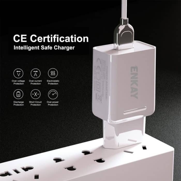 ENKAY Hat-Prince T003-1 10,5 W 2,1 A Dual-USB-Reiseladegerät für Huawei / Xiaomi / Samsung, EU-Stecker – Bild 5