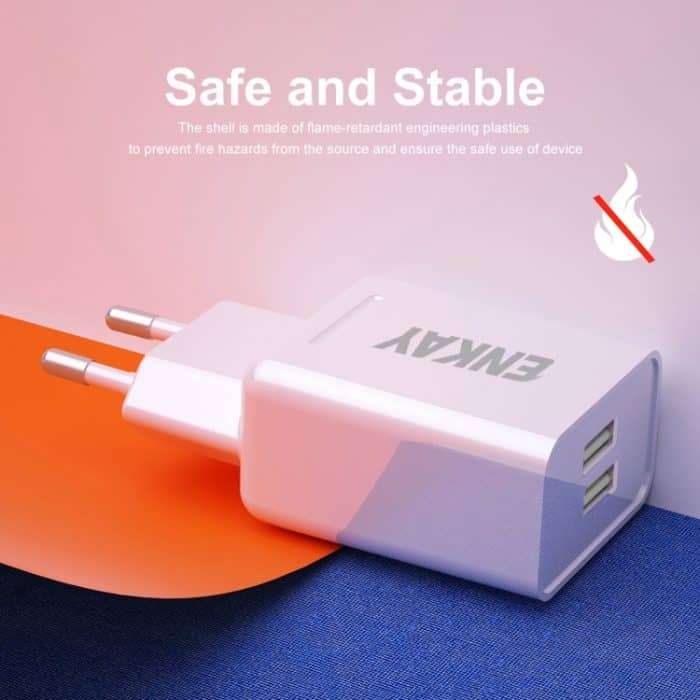 ENKAY Hat-Prince T003-1 10,5 W 2,1 A Dual-USB-Lade-EU-Stecker-Reise-Netzteil, With 2.1A 1m 8 Pin Cable, With 2.1A 1m Type-C Cable, With 2.1A 1m Micro USB Cable – Bild 4