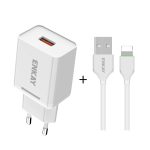 ENKAY Hat-Prince T006-1 18W 3A QC3.0 Schnelllade-Netzteil, tragbares Reiseladegerät mit EU-Stecker, With 3A 1m 8 Pin Cable, With 3A 1m Type-C Cable, With 3A 1m Micro USB Cable