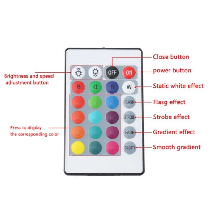 Bluetooth LED RGB Controller mit 24 Tasten Infrarot Controller für 5630 5050 3528 2835 LED Strip, DC 5-24V – Bild 5
