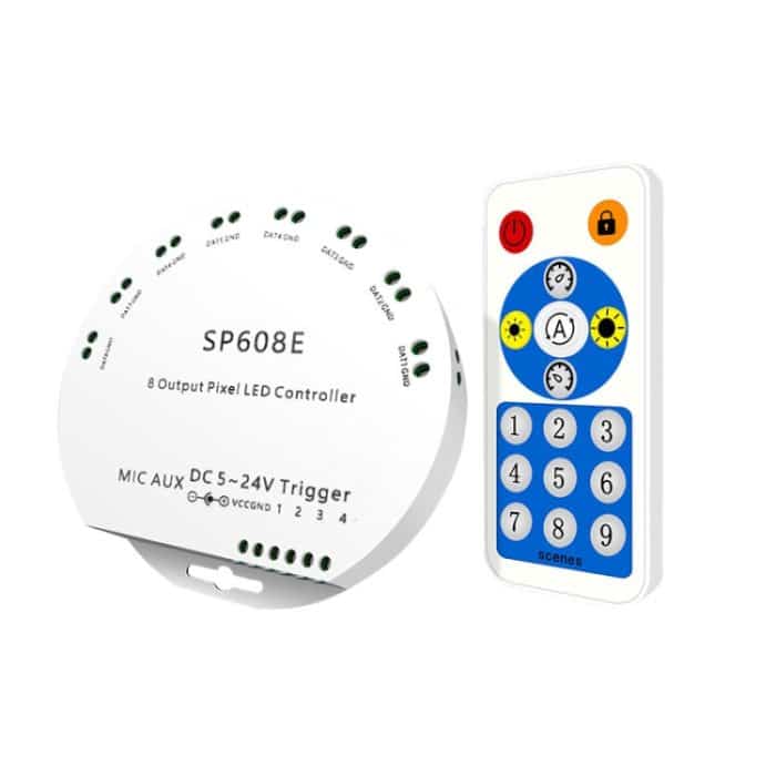 SP608E Bluetooth-LED-Controller-Kit für die mobile APP-Steuerung mit doppeltem Signalausgang für WS2812B WS2811 1903 1804-Pixel-LED-Streifen, DC5V ~ 24V – Bild 2