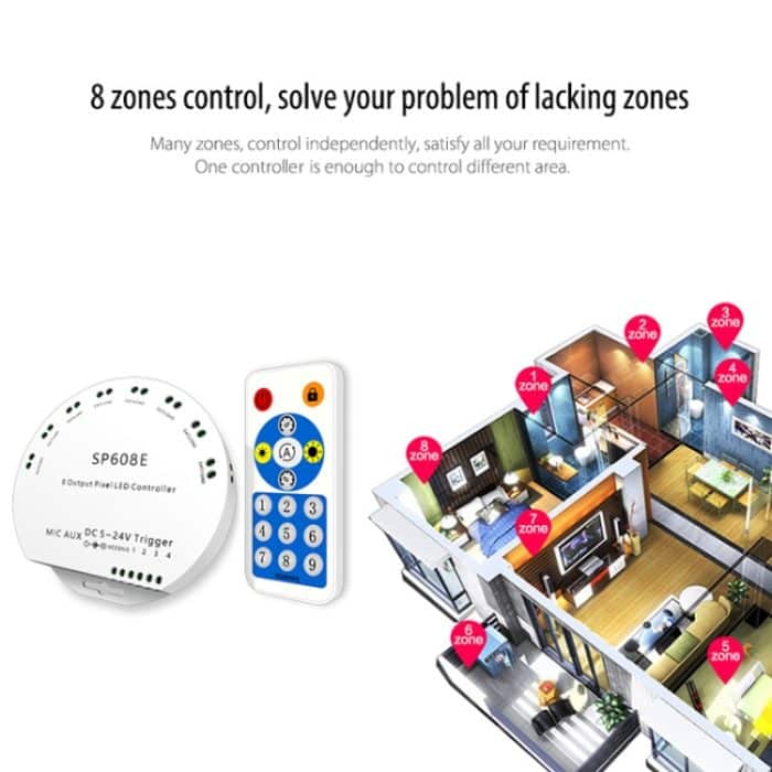 SP608E Bluetooth-LED-Controller-Kit für die mobile APP-Steuerung mit doppeltem Signalausgang für WS2812B WS2811 1903 1804-Pixel-LED-Streifen, DC5V ~ 24V – Bild 4