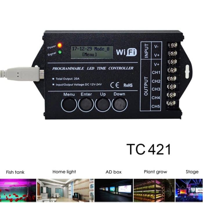 TC421 20A WiFi Programmierbarer 5CH RGB LED Zeitregler für Aquarium, Aquarium, Pflanzenwachstum, DC 12-24V – Bild 4