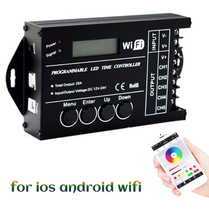 TC421 20A WiFi Programmierbarer 5CH RGB LED Zeitregler für Aquarium, Aquarium, Pflanzenwachstum, DC 12-24V – Bild 5