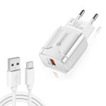 LZ-023 18 W QC 3.0 USB tragbares Reiseladegerät + 3 A USB-auf-Typ-C-Datenkabel, EU-Stecker, Type-C Data Cable, EU Plug