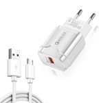 LZ-023 18W QC 3.0 USB Tragbares Reiseladegerät + 3A USB-auf-Micro-USB-Datenkabel, EU-Stecker, Micro USB Data Cable, EU Plug