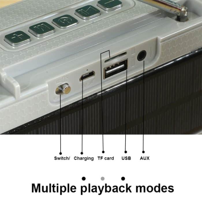 T&G TG280 Solarbetriebene, aufladbare Bluetooth-Lautsprecher mit Taschenlampe, unterstützt TF-Karte/FM/3,5 mm AUX/U-Disk/Freisprechanruf – Bild 6