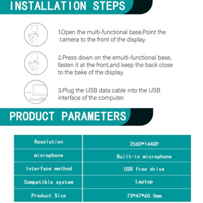 C11 2K-Bildqualität HD ohne Verzerrung, 360 Grad drehbar, integriertes Mikrofon, klarer Ton, Webcams mit Stativ – Bild 13