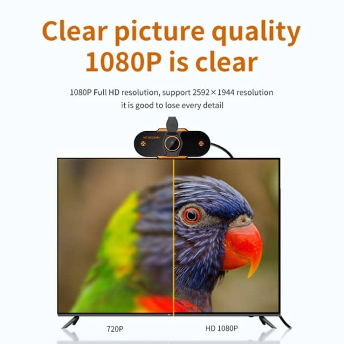 312 1080P HD USB 2.0 PC-Desktop-Kamera-Webcam mit Mikrofon, Kabellänge: ca. 1,3 m, Regular, with Tripod, Anti-peep – Bild 6