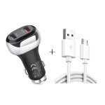 YSY-312 2-in-1 18 W tragbares QC3.0 Dual-USB-Autoladegerät + 1 m 3 A USB-auf-Micro-USB-Datenkabel-Set, with Micro USB Cable