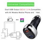 YSY-312 2 in 1 18 W tragbares QC3.0 Dual-USB-Autoladegerät + 1 m 3 A USB-auf-USB-C/Typ-C-Datenkabel-Set, with USB-C / Type-C Cable – Bild 9
