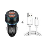 YSY-349 QC3.0 Dual-USB-Port-Autoladegerät + 1 m 3A USB-auf-Micro-USB-Datenkabel, with Micro USB Cable