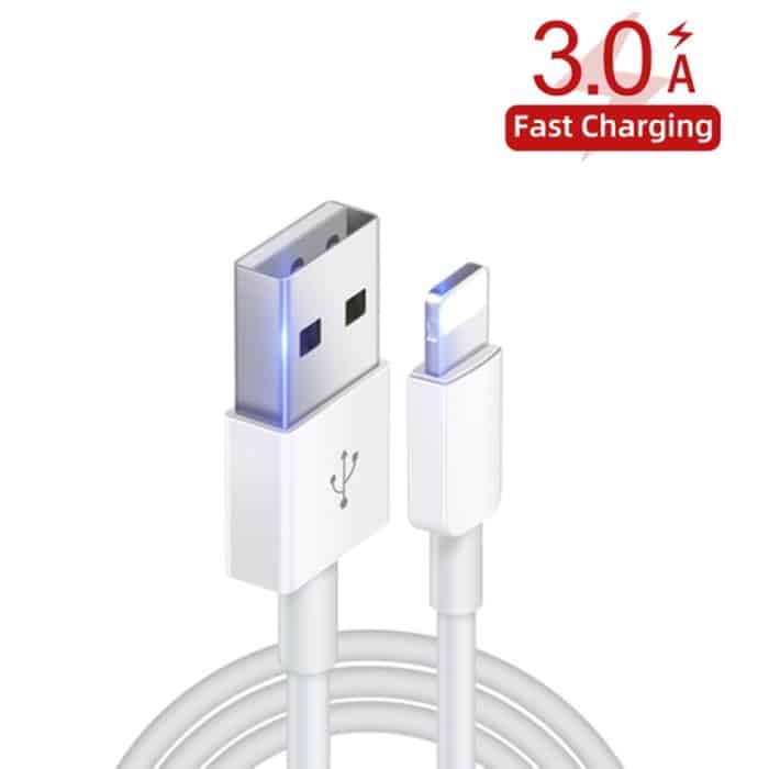 YSY-349 QC3.0 Dual-Port-USB-Autoladegerät + 3A USB-auf-8-Pin-Datenkabel, Länge: 1 m, with 8 Pin Cable – Bild 3