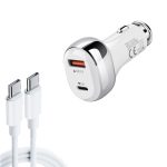 YSY-312PD QC3.0 18 W USB + PD 20 W USB-C/Typ-C-Autoladegerät mit Typ-C-zu-Typ-C-Datenkabel, PD 20W with Type-C to Type-C Cable