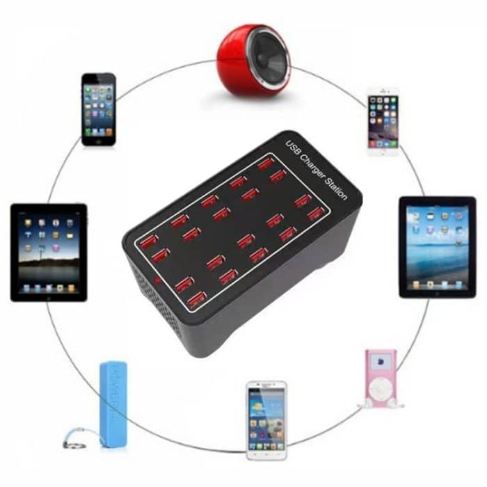 100 W 20 USB-Anschlüsse Schnellladestation Smart Charger, AC 100–240 V, 100W 20 USB Ports EU Plug, 100W 20 USB Ports US Plug, 100W 20 USB Ports AU Plug, 100W 20 USB Ports UK Plug – Bild 4