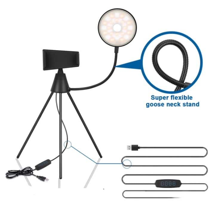 NS-08 Make-up Live Selfie Fill Ring Light Photography LED Dimmable Ringlampe mit Telefon-Stativ-Standhalter – Bild 2