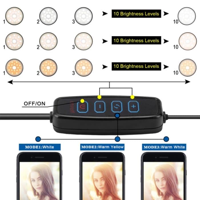 NS-08 Make-up Live Selfie Fill Ring Light Photography LED Dimmable Ringlampe mit Telefon-Stativ-Standhalter – Bild 3