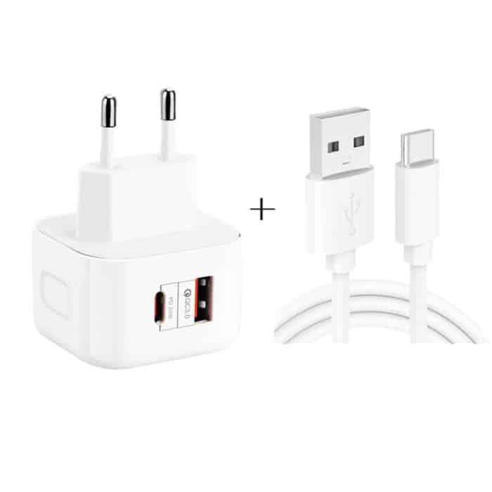 YSY-6087PD 20 W PD3.0 + QC3.0 Dual-Schnelllade-Reiseladegerät mit USB-auf-Typ-C-Datenkabel, EU Plug, US Plug, UK Plug – Bild 2