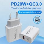 Duales Schnellladegerät mit 20 W PD3.0 + QC 3.0-Schnittstelle, Reiseladegerät für iPhone, Huawei, Samsung, Xiaomi, EU Plug, US Plug, AU Plug – Bild 6