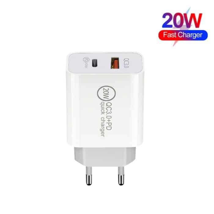 20 W PD Typ-C + QC 3.0 USB-Schnittstelle, Schnelllade-Reiseladegerät mit USB-auf-Micro-USB-Schnelllade-Datenkabel, EU Plug, US Plug, AU Plug – Bild 2