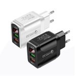 F002C QC3.0 USB + USB 2.0 Schnellladegerät mit LED-Digitalanzeige für Mobiltelefone und Tablets, EU-Stecker, EU Plug – Bild 2