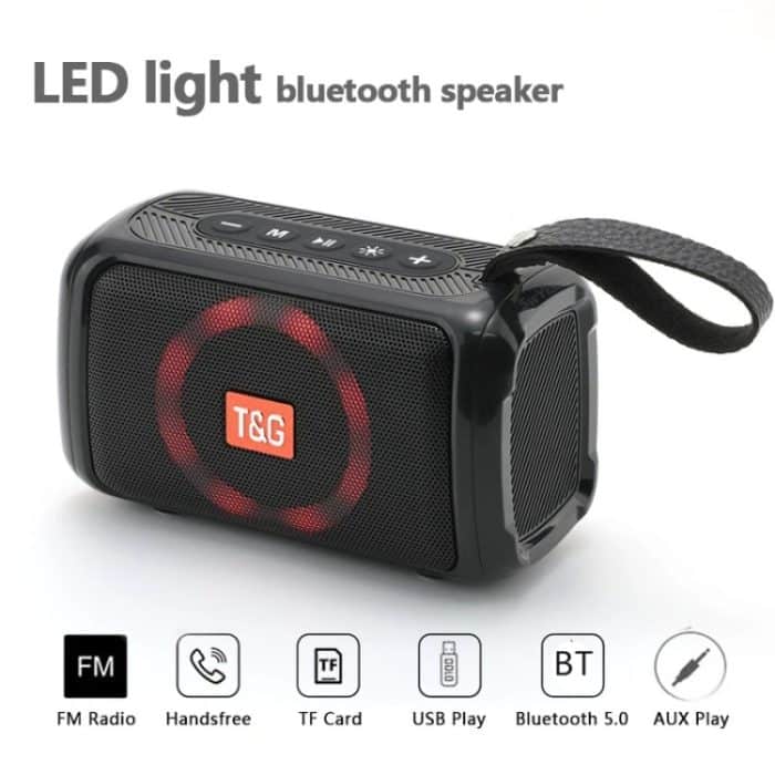 T&G TG193 Tragbarer Bluetooth-Lautsprecher, LED-Licht, wasserdichter Outdoor-Subwoofer, unterstützt TF-Karte/FM-Radio/AUX – Bild 3