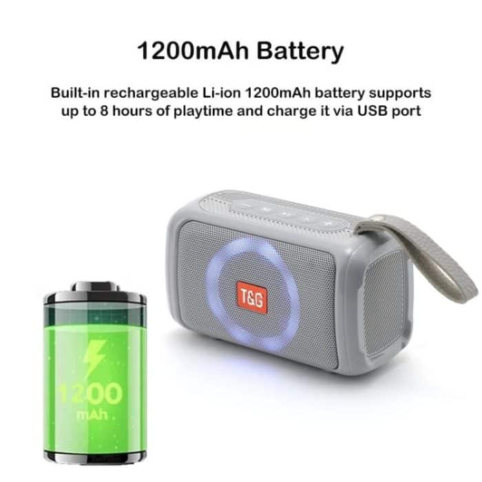 T&G TG193 Tragbarer Bluetooth-Lautsprecher, LED-Licht, wasserdichter Outdoor-Subwoofer, unterstützt TF-Karte/FM-Radio/AUX – Bild 6
