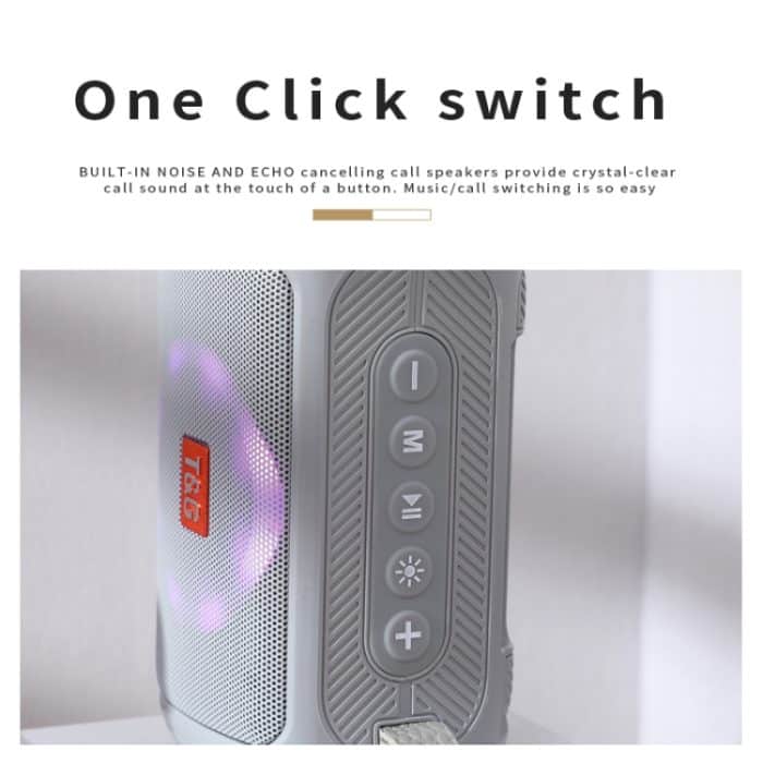 T&G TG193 Tragbarer Bluetooth-Lautsprecher, LED-Licht, wasserdichter Outdoor-Subwoofer, unterstützt TF-Karte/FM-Radio/AUX – Bild 8