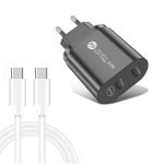 002 40 W PD3.0 Dual-Port-USB-C/Typ-C-Ladegerät mit Typ-C-zu-Typ-C-Datenkabel, EU-Stecker, EU Plug + Type-C to Type-C Cable