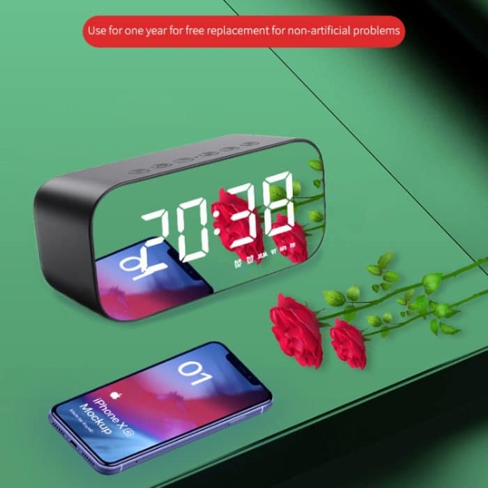 AEC BT518 Tragbare drahtlose Bluetooth-Lautsprecher-LED-Wecker-Unterstützung AUX / TF-Karte / FM – Bild 3